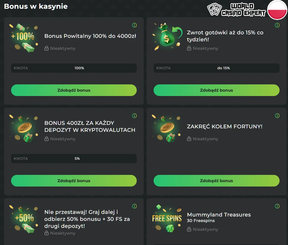 Bonus powitalny w kasynie Betunlim