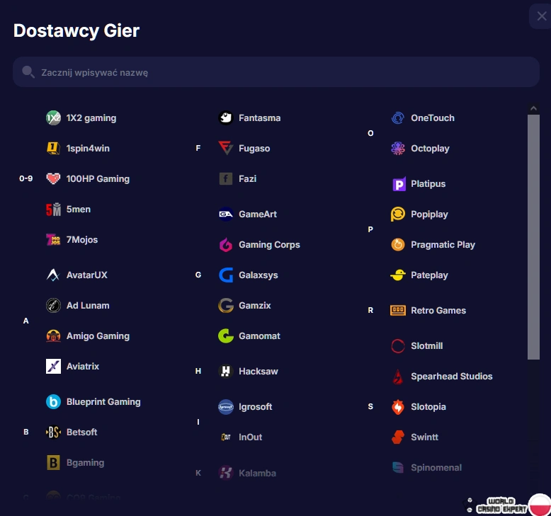 Dostawcy gier w NV Casino