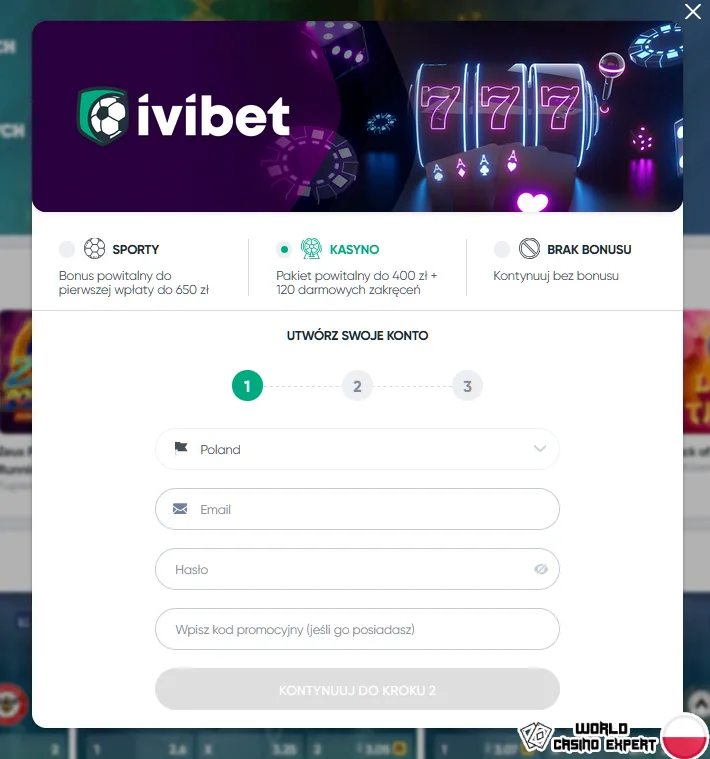 Rejestracja w kasynie online IviBet w Polsce