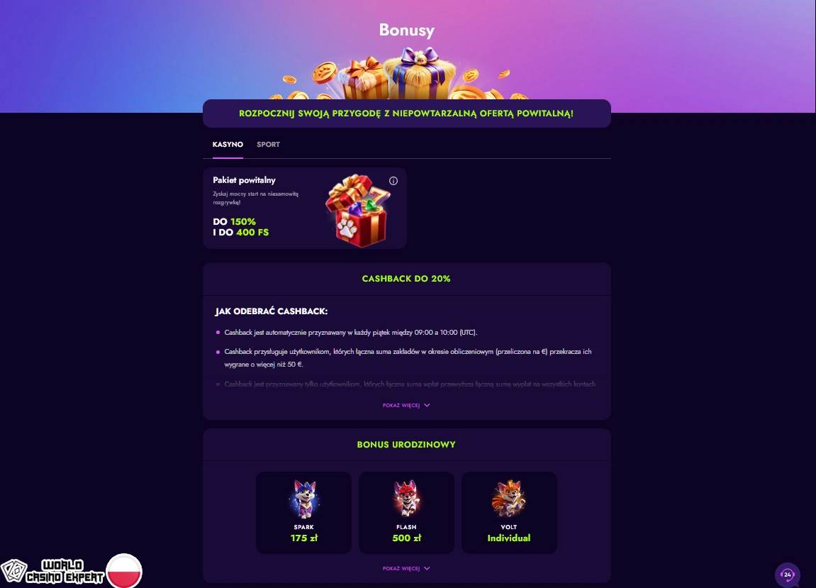 Bonusy dla polskich graczy od kasyna online Irwin