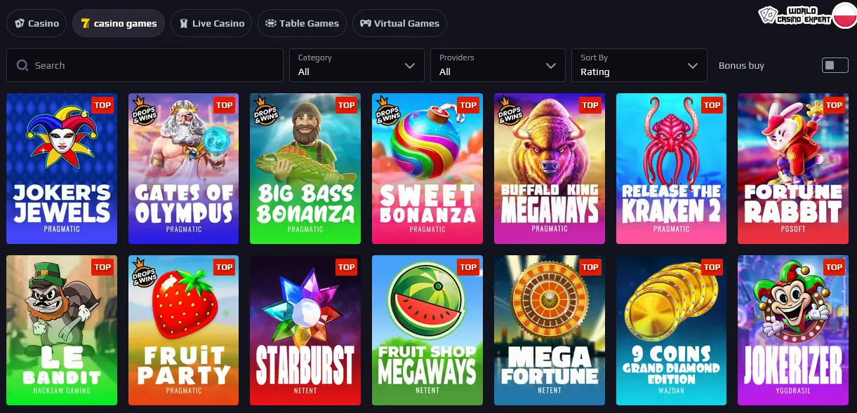 Oferta gier w kasynie online Gamblits