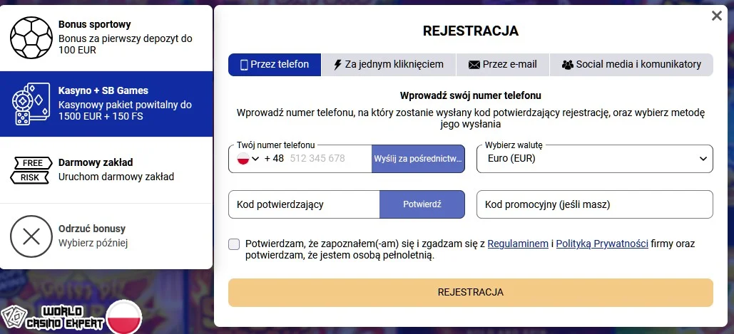 Rejestracja w Sapphirebet