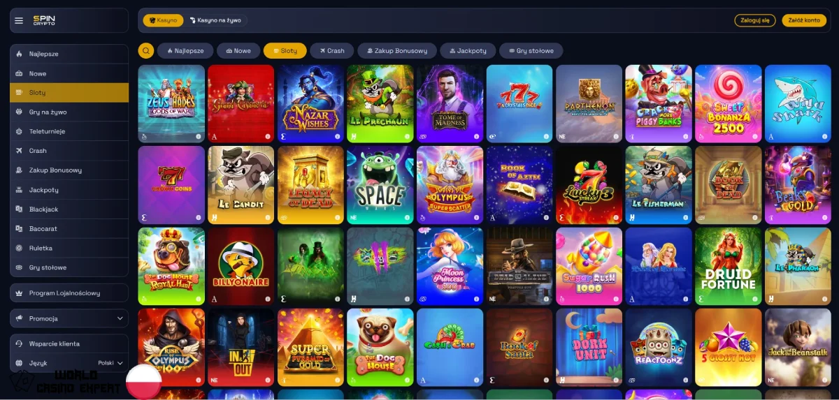 Katalog gier w SpinCrypto